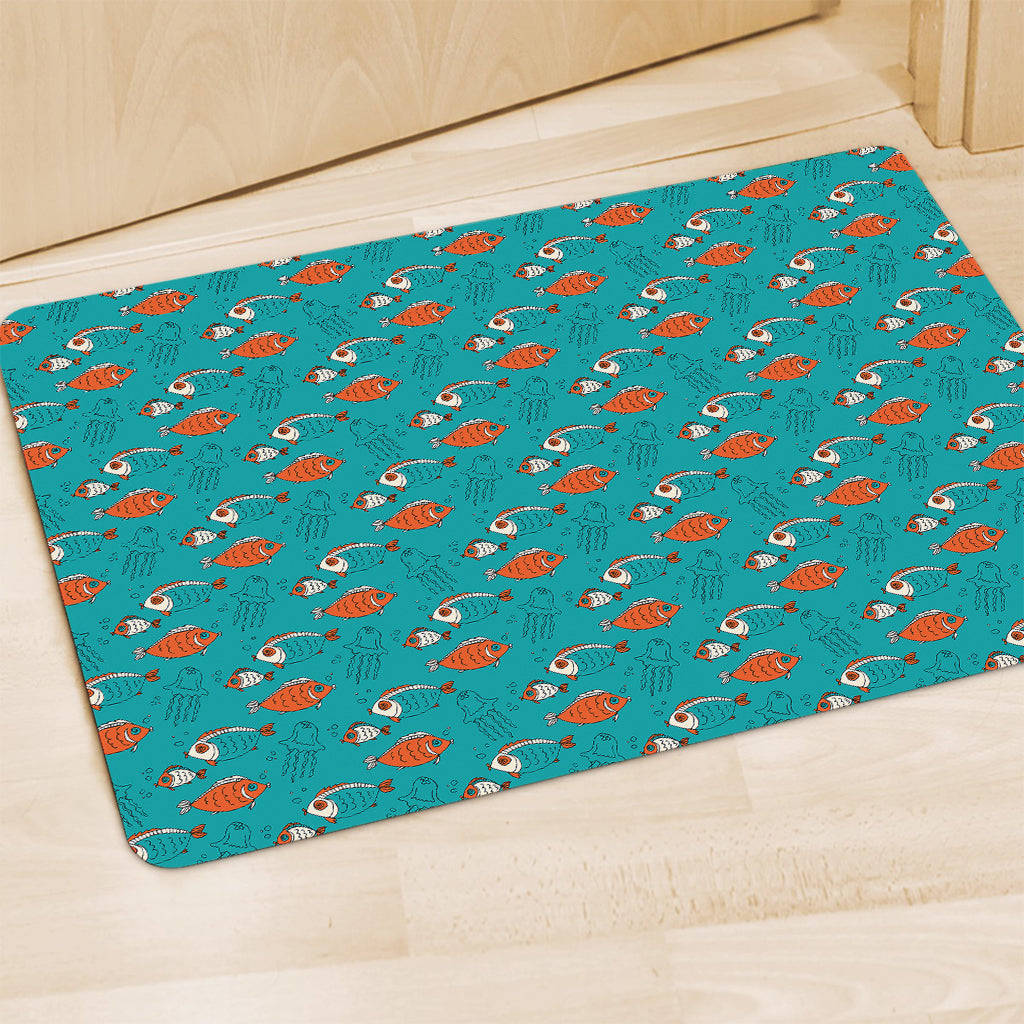 Fish And Jellyfish Pattern Print Polyester Doormat