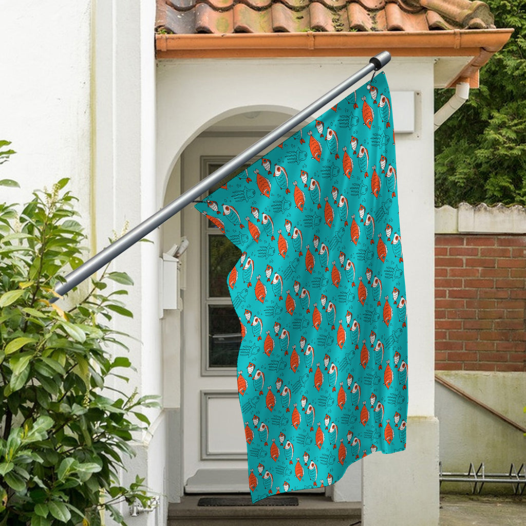 Fish And Jellyfish Pattern Print Polyester Flag