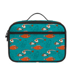 Fish And Jellyfish Pattern Print Portable Lunch Bag