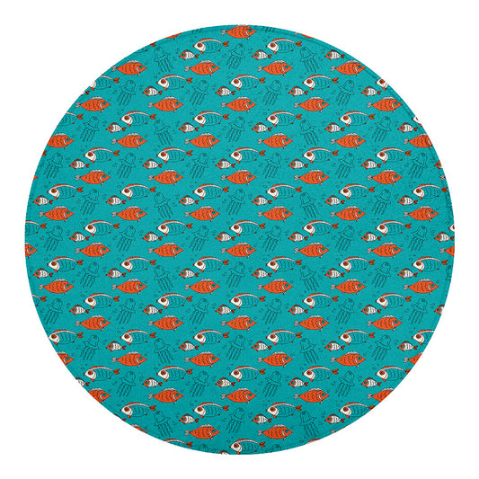 Fish And Jellyfish Pattern Print Round Blanket