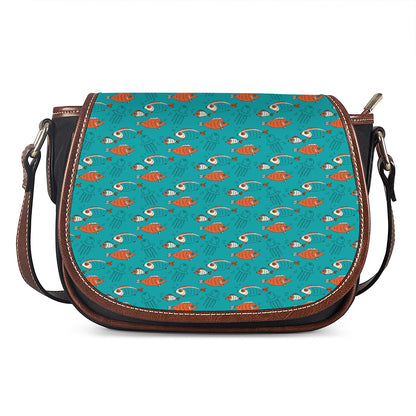 Fish And Jellyfish Pattern Print Saddle Bag