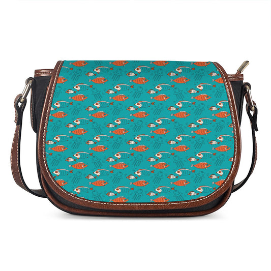 Fish And Jellyfish Pattern Print Saddle Bag