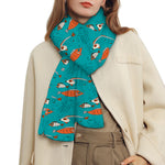 Fish And Jellyfish Pattern Print Scarf