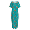 Fish And Jellyfish Pattern Print Short Sleeve Long Nightdress