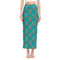 Fish And Jellyfish Pattern Print Side Slit Maxi Skirt