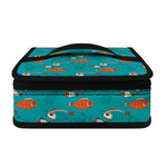 Fish And Jellyfish Pattern Print Small Lunch Bag