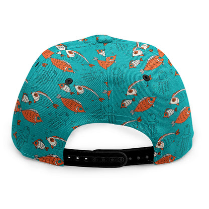 Fish And Jellyfish Pattern Print Snapback Cap