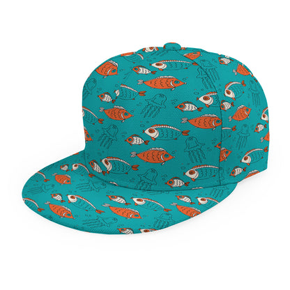 Fish And Jellyfish Pattern Print Snapback Cap