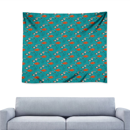 Fish And Jellyfish Pattern Print Tapestry