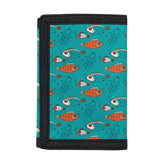 Fish And Jellyfish Pattern Print Trifold Wallet