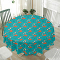 Fish And Jellyfish Pattern Print Waterproof Round Tablecloth
