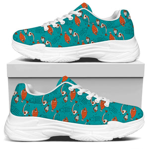 Fish And Jellyfish Pattern Print White Chunky Shoes