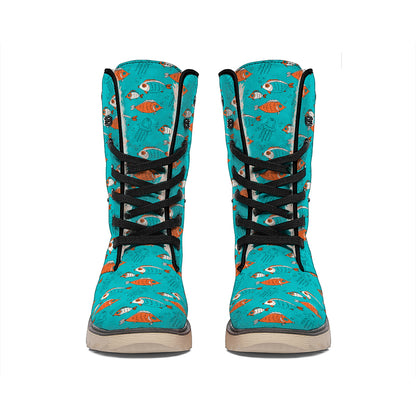 Fish And Jellyfish Pattern Print Winter Boots