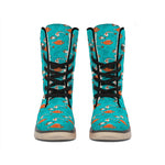 Fish And Jellyfish Pattern Print Winter Boots