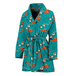 Fish And Jellyfish Pattern Print Women's Bathrobe