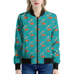 Fish And Jellyfish Pattern Print Women's Bomber Jacket