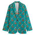 Fish And Jellyfish Pattern Print Women's Cotton Blazer