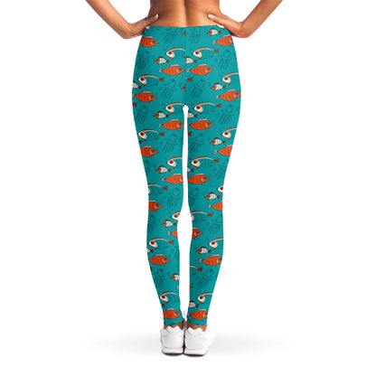 Fish And Jellyfish Pattern Print Women's Leggings