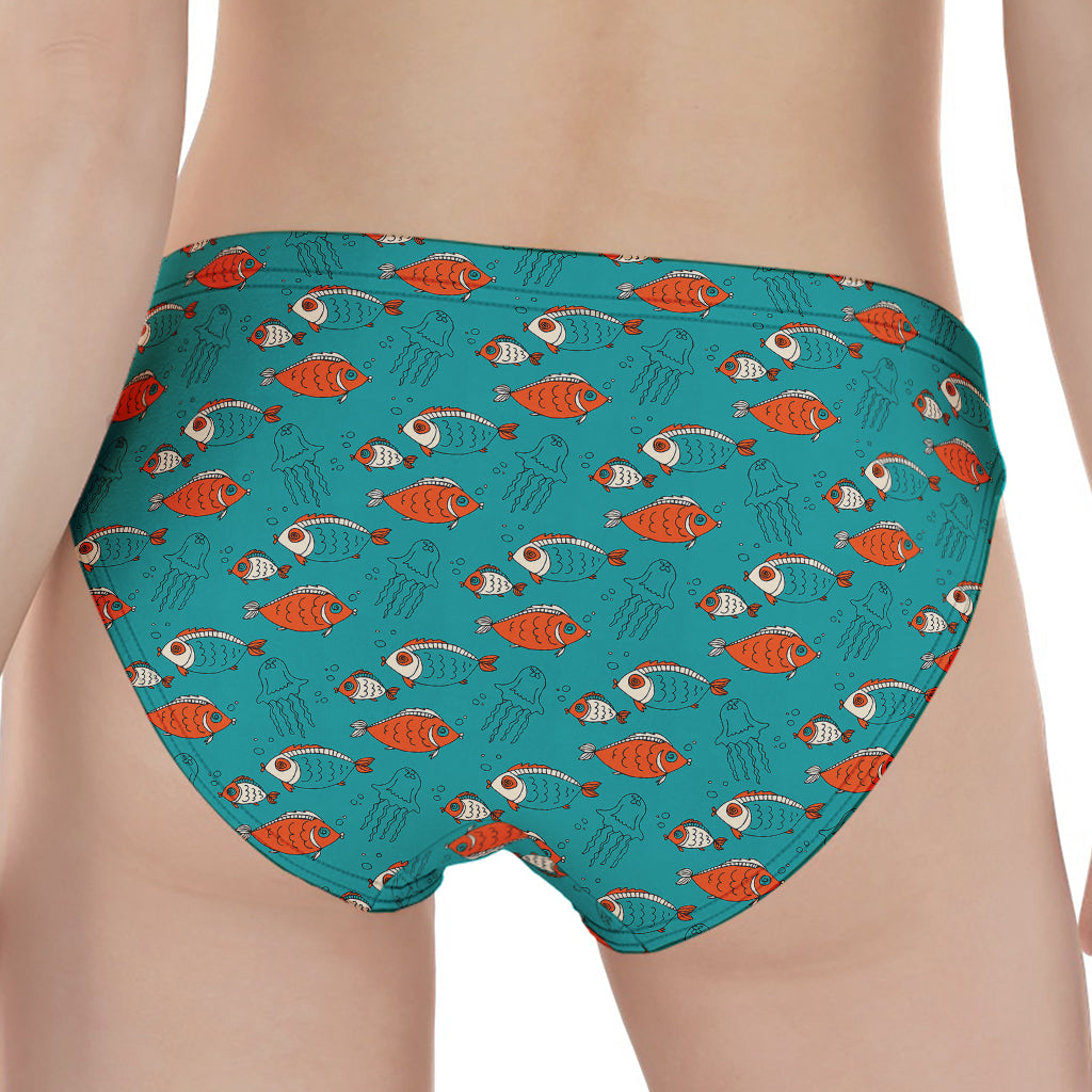 Fish And Jellyfish Pattern Print Women's Panties