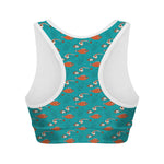 Fish And Jellyfish Pattern Print Women's Sports Bra
