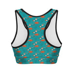 Fish And Jellyfish Pattern Print Women's Sports Bra