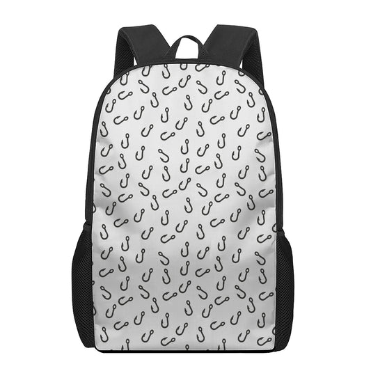 Fish Hook Pattern Print 17 Inch Backpack