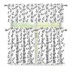 Fish Hook Pattern Print 3 Piece Kitchen Curtains