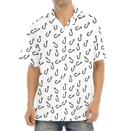 Fish Hook Pattern Print Aloha Shirt