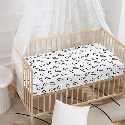 Fish Hook Pattern Print Baby Crib Sheet
