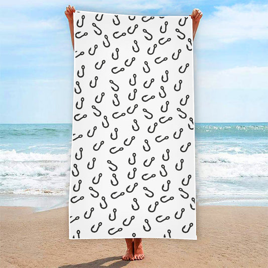 Fish Hook Pattern Print Beach Towel