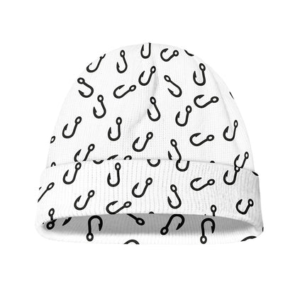 Fish Hook Pattern Print Beanie