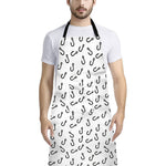 Fish Hook Pattern Print Bib Apron With Pocket
