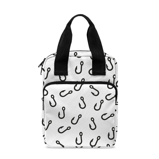 Fish Hook Pattern Print Bible Tote Bag