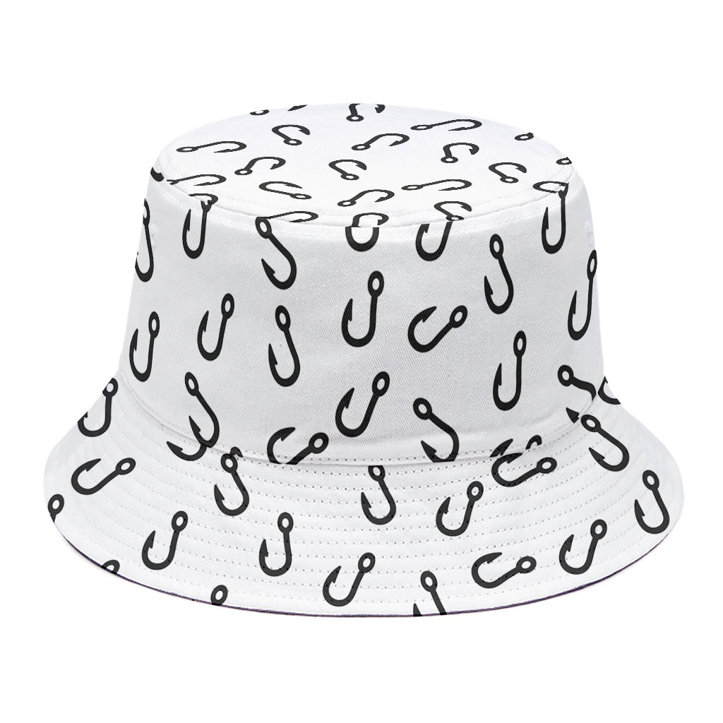 Fish Hook Pattern Print Bucket Hat