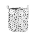 Fish Hook Pattern Print Collapsible Laundry Basket