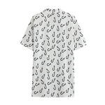 Fish Hook Pattern Print Cotton Hawaiian Shirt