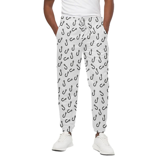 Fish Hook Pattern Print Cotton Pants