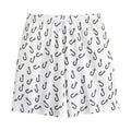 Fish Hook Pattern Print Cotton Shorts
