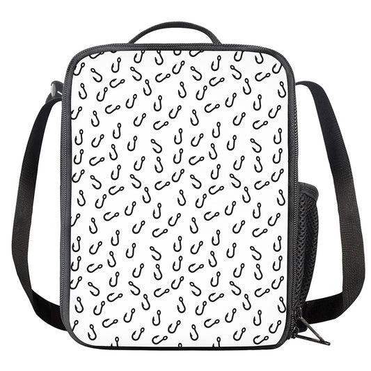 Fish Hook Pattern Print Crossbody Lunch Bag