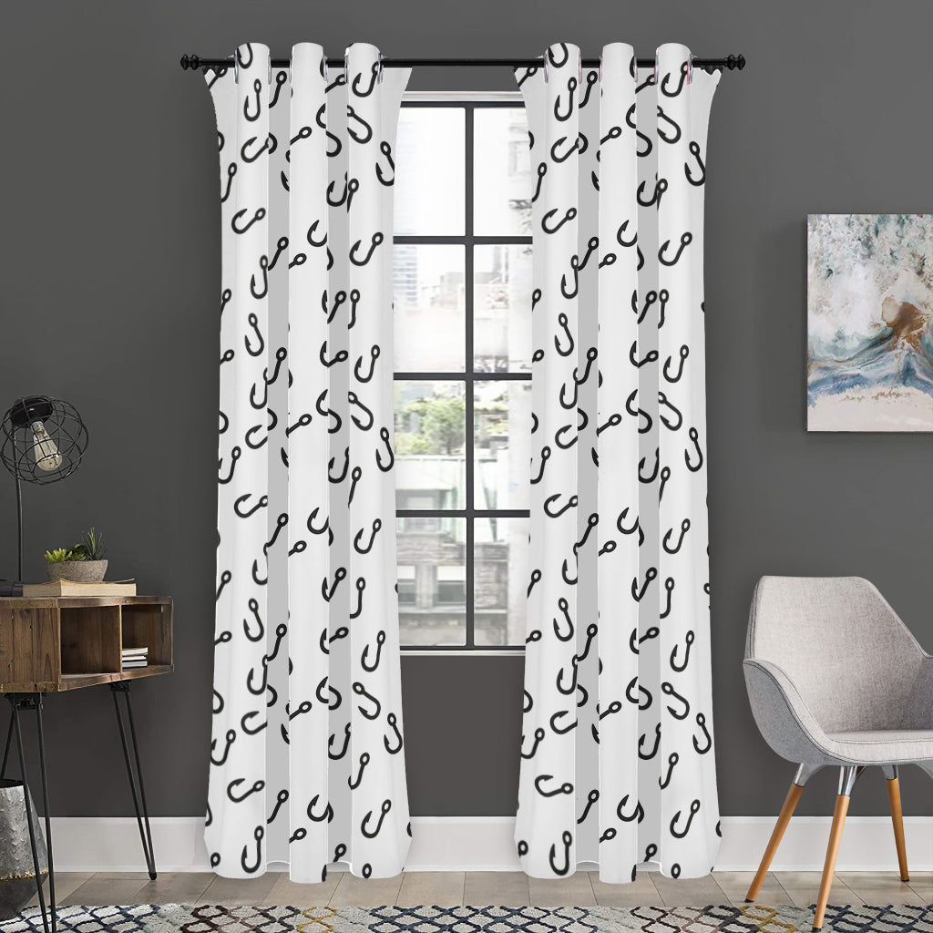 Fish Hook Pattern Print Curtain