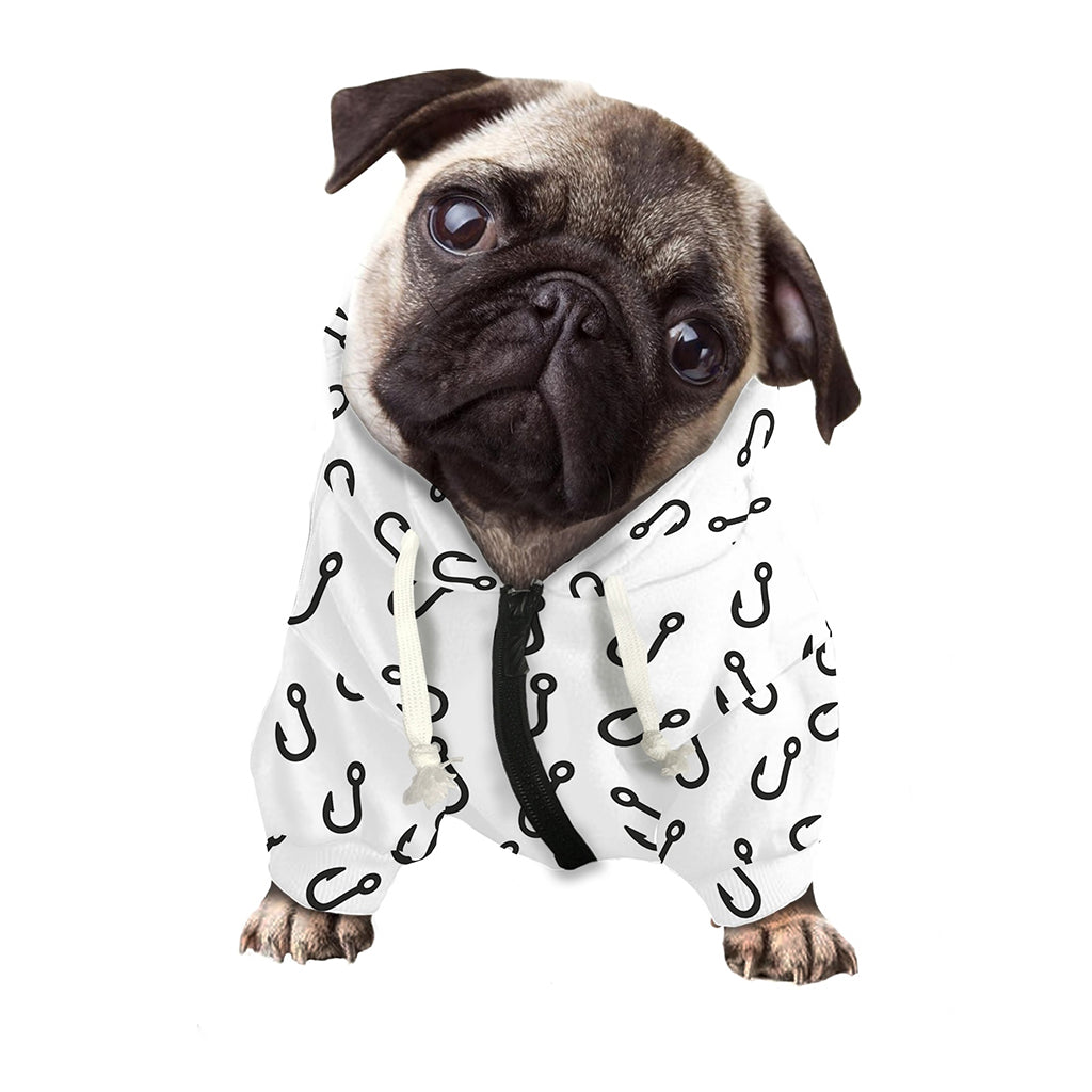 Fish Hook Pattern Print Dog Zip Up Hoodie