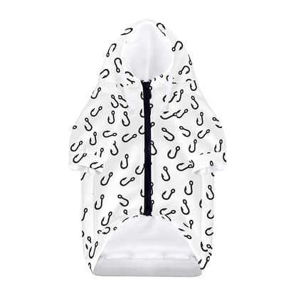 Fish Hook Pattern Print Dog Zip Up Hoodie