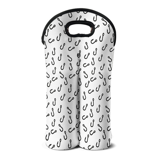 Fish Hook Pattern Print Double Neoprene Wine Tote