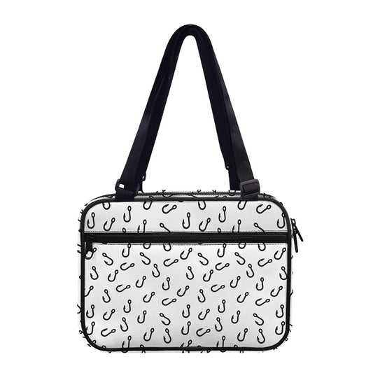 Fish Hook Pattern Print Double Strap Bible Bag