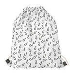 Fish Hook Pattern Print Drawstring Bag