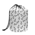 Fish Hook Pattern Print Drawstring Makeup Bag