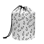 Fish Hook Pattern Print Drawstring Makeup Bag