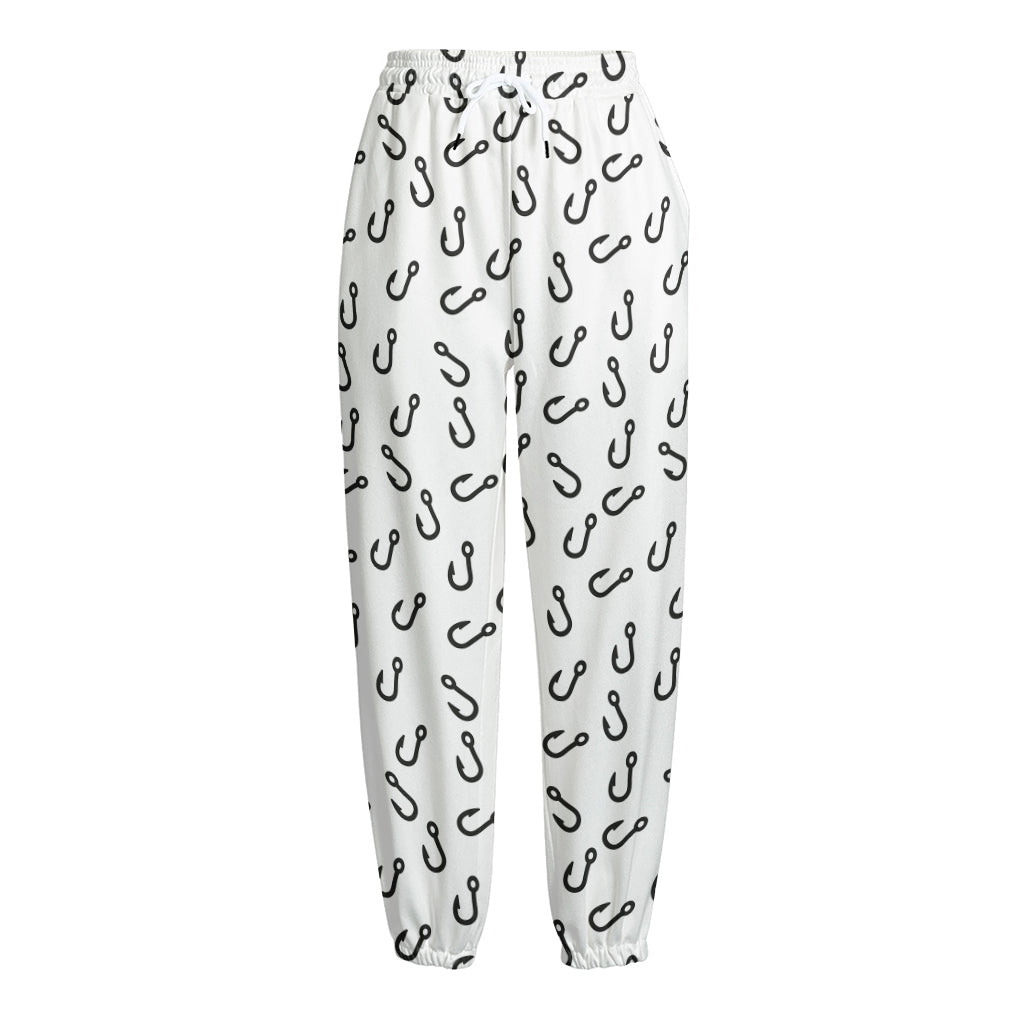 Fish Hook Pattern Print Fleece Lined Knit Pants
