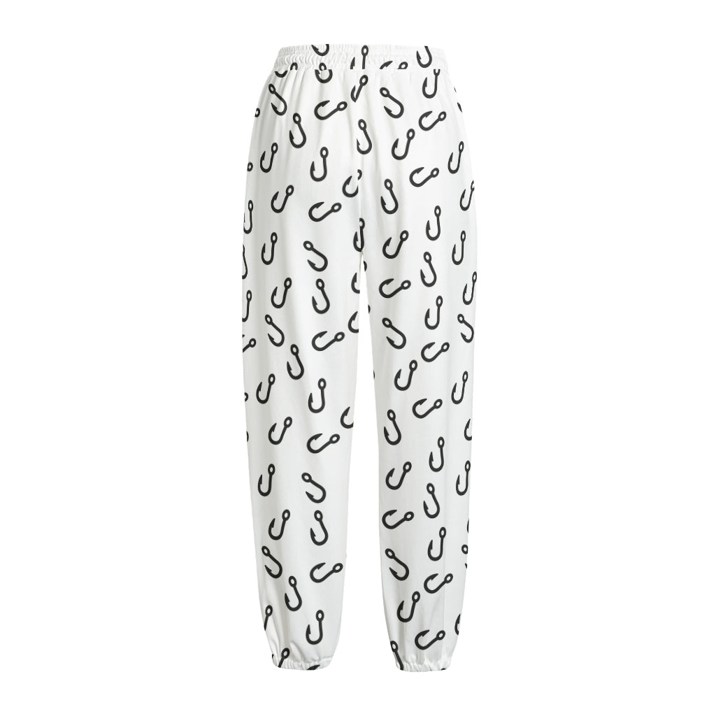 Fish Hook Pattern Print Fleece Lined Knit Pants