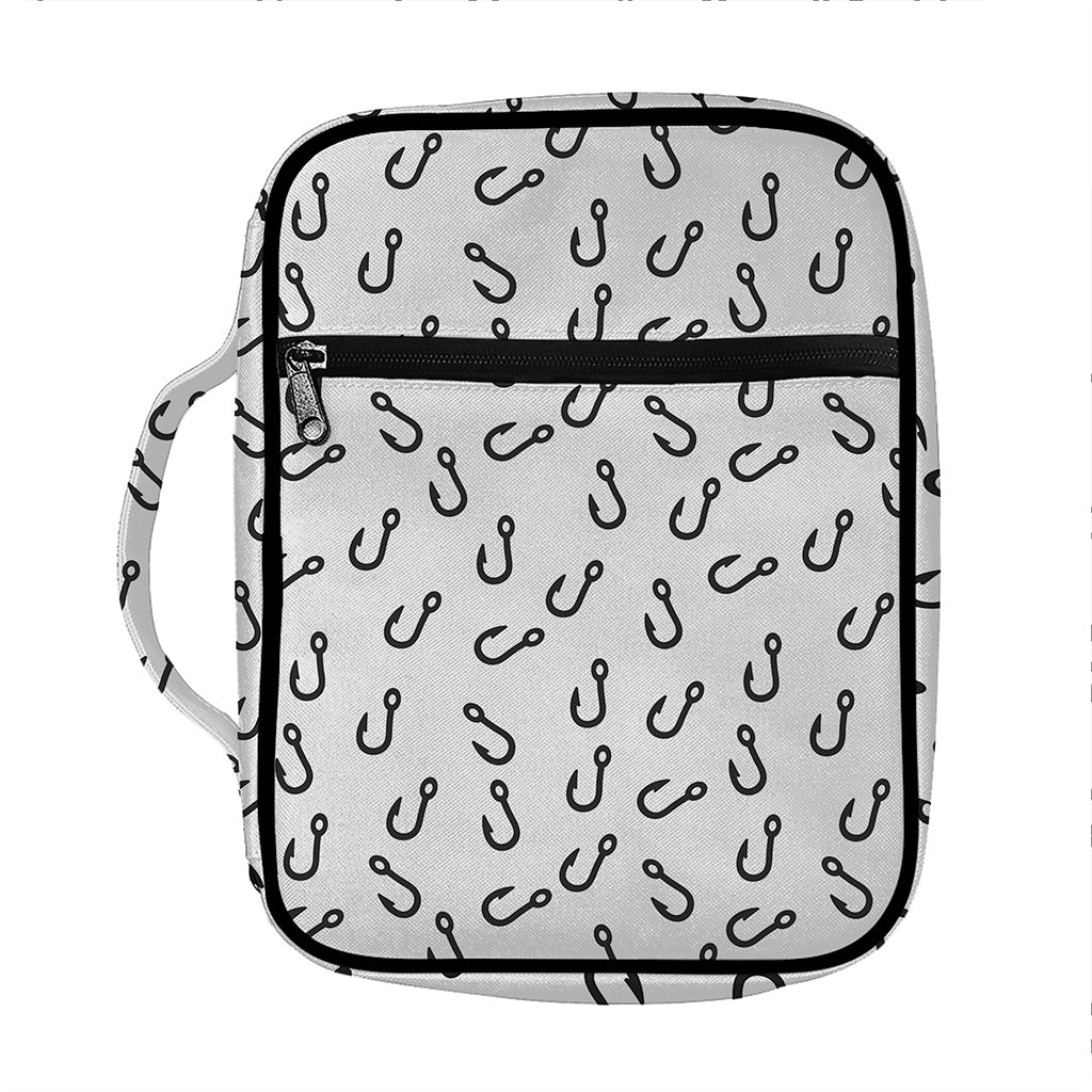 Fish Hook Pattern Print Front Pocket Bible Bag